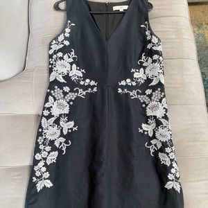 Loft Black/White Linen Tank Dress
